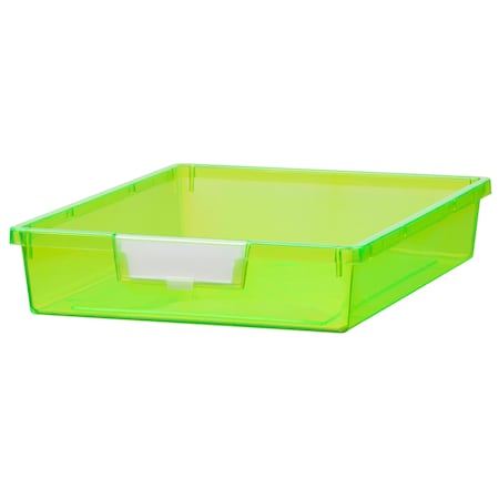 Bin, Tray, Tote, Neon Green, Acrylonitrile Butadiene (ABS), 12.25 In W, 3 In H